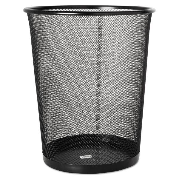 Rolodex Mesh Round Wastebasket, 4.5 gal, Mesh, Black