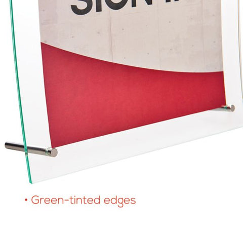 Deflecto Superior Image Curved Sign Holder, 13 1/16"H x 10 11/16"W x 3 3/8"D, Clear/Green