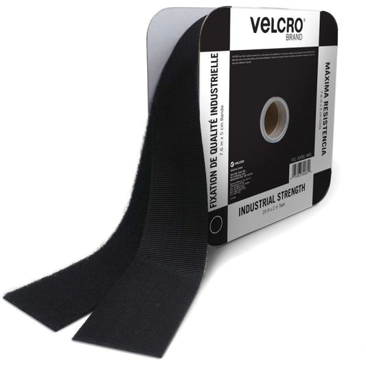 VELCRO Industrial Fastener Tape 25 ft Length x 2" Width - 1 / Roll - Black