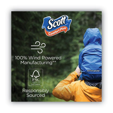 Scott ComfortPlus Toilet Paper, Double Roll, Bath Tissue, 1-Ply, 12 Roll/Pack, 4 Packs/Carton