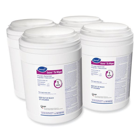 Diversey Oxivir TB Disinfectant Wipes, 6 x 6.9, Characteristic Scent, White, 160/Canister, 4 Canisters/Carton Ready-To-Use Wipe - 28.80 oz (1.80 lb) - 160 / Can - 4 / Carton