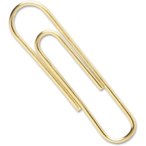 ACCO Gold Tone Paper Clips No. 2 - 1.4" Length x 0.5" Width - 10 Sheet Capacity - for Office, Home, School, Document, Paper - Sturdy, Flex Resistant, Bend Resistant - 400 / Pack - Gold