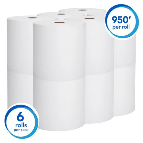 Scott Hard Roll Paper Towels, 8 x 950 ft, 1-Ply, White, 6 Rolls/Carton