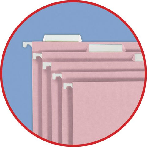 Smead Colored Hanging File Folders with 1/5 Cut Tabs, Letter Size, 1/5-Cut Tabs, Pink, 25/Box