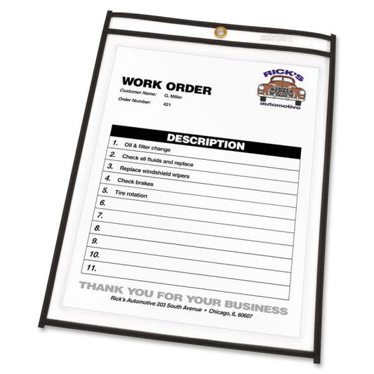 C-Line Shop Ticket Holders, Stitched, Both Sides Clear, 50 Sheets, 8.5 x 11, 25/Box