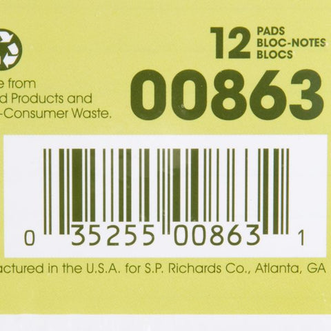 Nature Saver 100% Recycled Junior Legal Pads 5" x 8" - Legal Ruled - Perforated - 50 Sheets/ Pad - 12 Pads - White