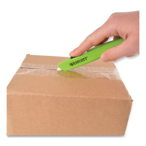 Westcott Safety Ceramic Blade Box Cutter, 0.5" Blade, 6.15" Plastic Handle, Green