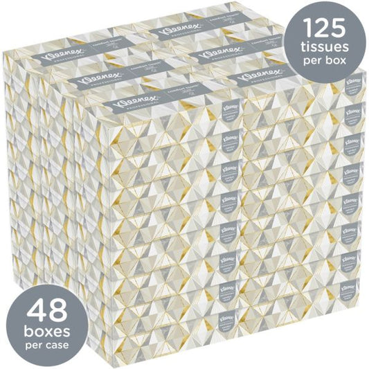 Kleenex White Facial Tissue for Business, 2-Ply, White, Pop-Up Box, 125 Sheets/Box, 48 Boxes/Carton