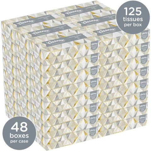 Kleenex White Facial Tissue for Business, 2-Ply, White, Pop-Up Box, 125 Sheets/Box, 48 Boxes/Carton