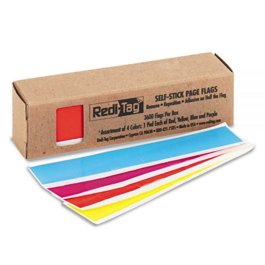 Redi-Tag Removable Page Flags, Four Assorted Colors, 900/Color, 3,600/Pack