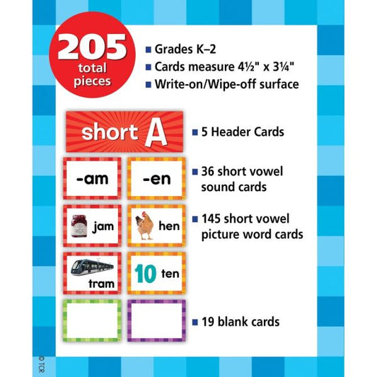 Teacher Created Resources Short Vowels Pocket Chart Cards Skill Learning: Short Vowels - 205 Pieces - 1 Pack