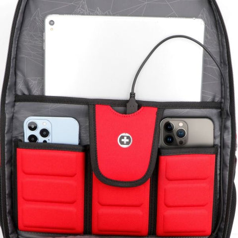 Swissdigital Design Anti-Bacterial Black and Red Backpack Travel Kit J14-41