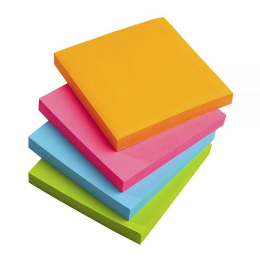 Sticky Notes, With Storage Tray, 3" x 3", Assorted Vivid Colors, 100 Sheets Per Pad, Pack Of 24 Pads