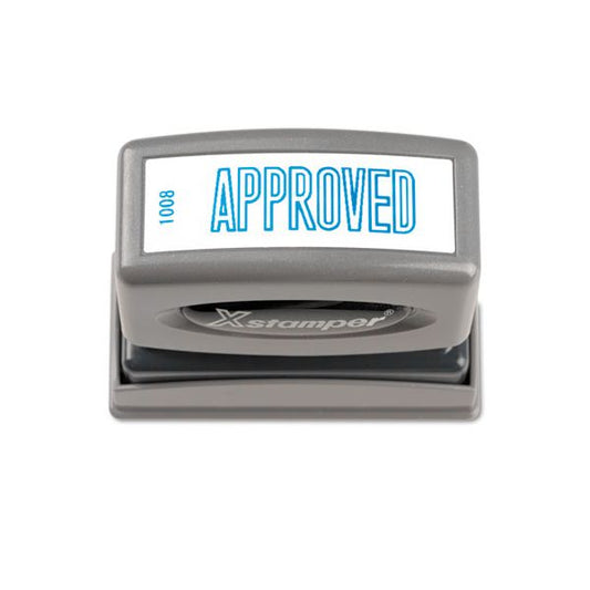 Xstamper APPROVED Title Stamp Message Stamp - "APPROVED" - 0.50" Impression Width x 1.63" Impression Length - 100000 Impression(s) - Blue - Recycled - 1Each