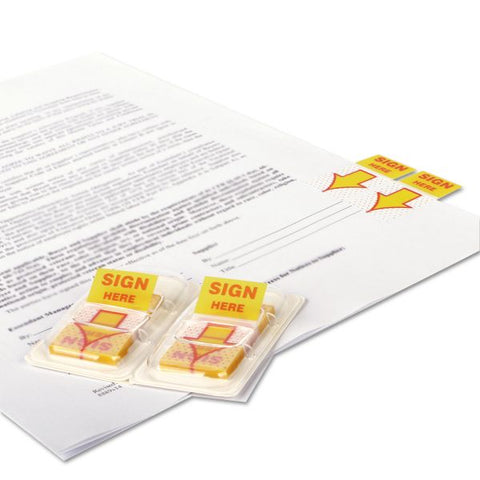 Universal Deluxe Message Arrow Flags, "Sign Here", Yellow, 500/Pack