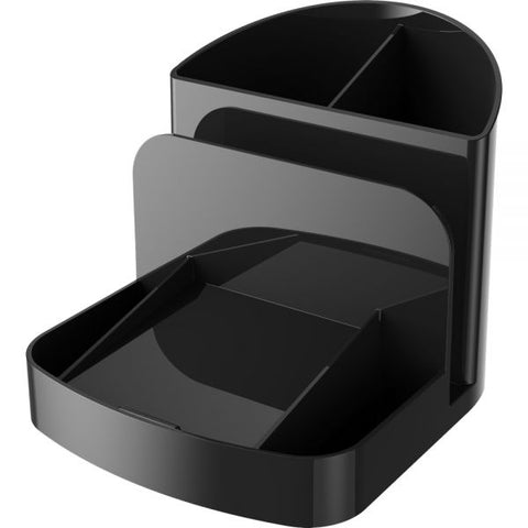 Deflect-o Desktop Organizer 5.4" x 6.8" x 5" - 6 Compartments - Plastic - Black