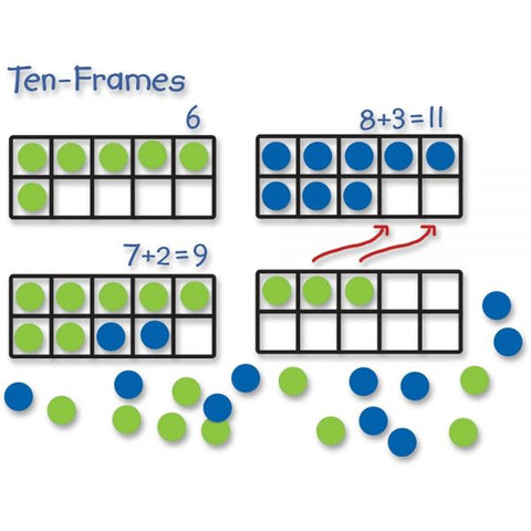 Learning Resources Giant Magnetic Ten-Frame Set 12.25" x 5" Frame Size - 4 Frames/ Set - 40 Discs(20 Blue, 20 Green)/ Set