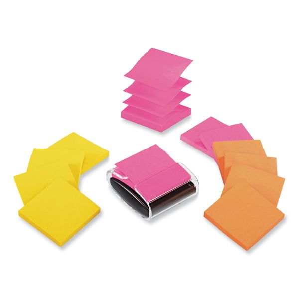 Post-it Pop-up Notes Super Sticky Pop-up Dispenser Value Pack, For 3 x 3 Pads, Black/Clear, Includes (12) Rio de Janeiro Super Sticky Pop-up Pad