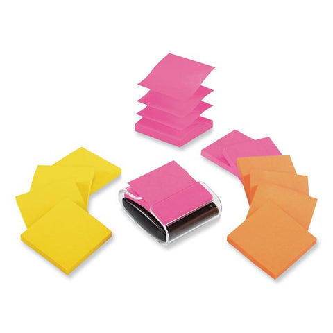 Post-it Pop-up Notes Super Sticky Pop-up Dispenser Value Pack, For 3 x 3 Pads, Black/Clear, Includes (12) Rio de Janeiro Super Sticky Pop-up Pad