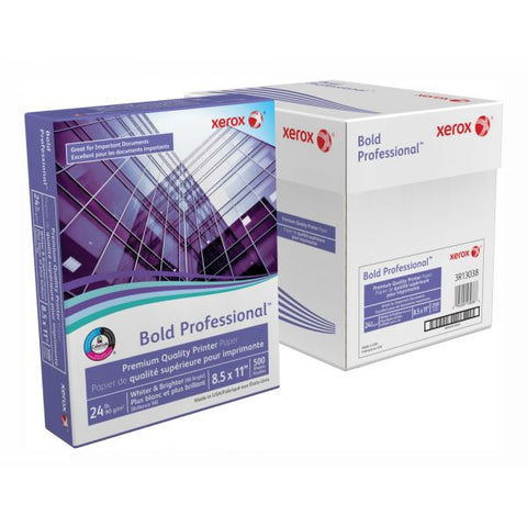 Xerox Bold Professional Quality Paper, Letter Size (8 1/2" x 11"), 98 (U.S.) Brightness, 24 Lb, FSC Certified, Ream Of 500 sheets, Case of 5 reams