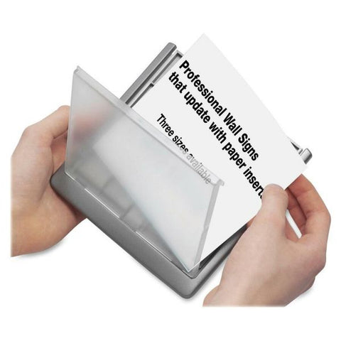 Durable Office Products CLICK SIGN Holder 5.88" x 2" Insert Size - Plastic - Graphite/Clear - 1 Each