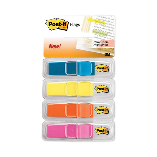 Post-it Flags Highlighting Page Flags, 4 Bright Colors, 0.5 x 1.75, 35/Color, 4 Dispensers/Pack