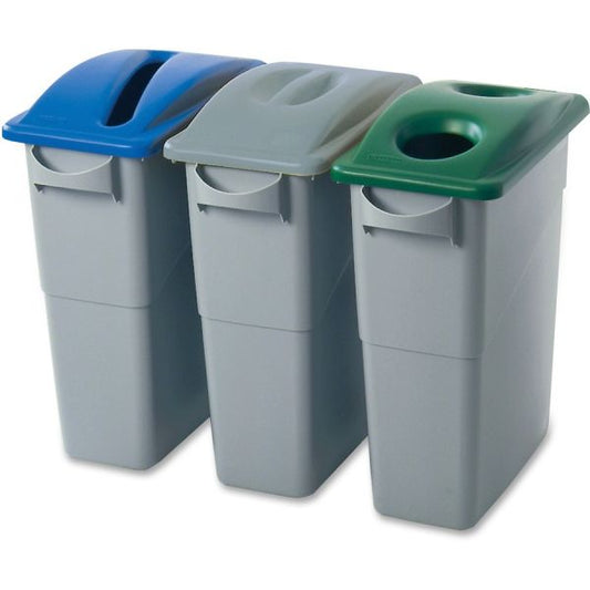 Rubbermaid Commercial Slim Jim Bottle and Can Recycling Top, 20.38w x 11.38d x 2.75h, Green