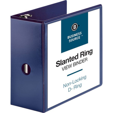 Business Source 5" D-Ring View Binder, Navy, 1 Each