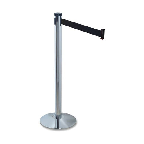 Tatco Adjusta-Tape Crowd Control Stanchion Base Only, Polished Aluminum, 14" Diameter, Silver, 2/Box