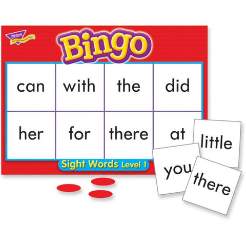 Sight Words Level 1 Bingo Game 36 Cards - 264 Chips - Caller's Mat & Cards - Recommended Age 5+