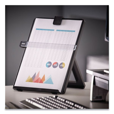 Fellowes Non-Magnetic Letter-Size Desktop Copyholder, 125 Sheet Capacity, Plastic, Black