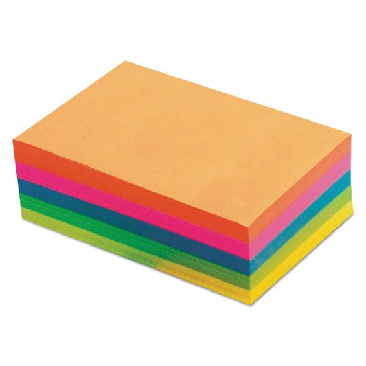 TOPS Fluorescent Color Memo Sheets, 4 x 6, Unruled, Assorted Colors, 500/Pack