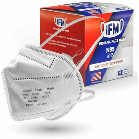 IFM V3GATE Indiana Face Mask N95 Respirators Recommended for: Face - 5-layered, Adjustable Nose Clip - Airborne Particle Protection - Polyethylene, Non-woven Polypropylene - Red - 25 / Box