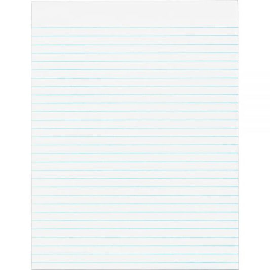 Business Source Glued Top Ruled Memo Pads - Letter 8.50" x 11" - Wide Ruled - 50 Sheets/Pad - 12 Pads - White