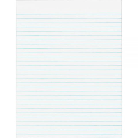 Business Source Glued Top Ruled Memo Pads - Letter 8.50" x 11" - Wide Ruled - 50 Sheets/Pad - 12 Pads - White