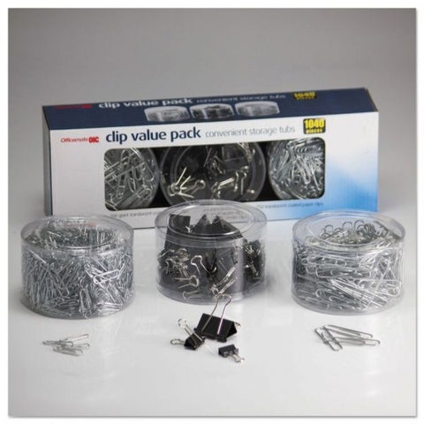 Officemate Clip Value Pack Clip value pack with and assortment of binder clips and paper clips.