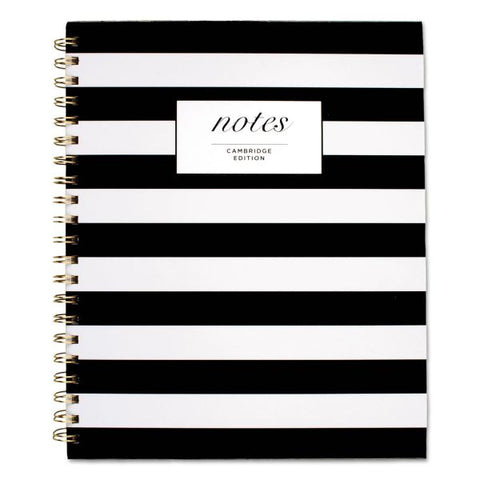 Cambridge Black and White Striped Hardcover Notebook, 1 Subject, Wide/Le gal Rule, Black/White Stripes Cover, 11 x 8.88, 80 Sheets