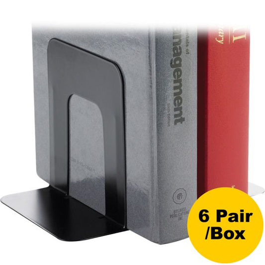 Business Source Heavy-gauge Steel Book Supports 5.3" Height x 5" Width x 4.8" Depth - Desktop - Black - Steel - 12 / Box