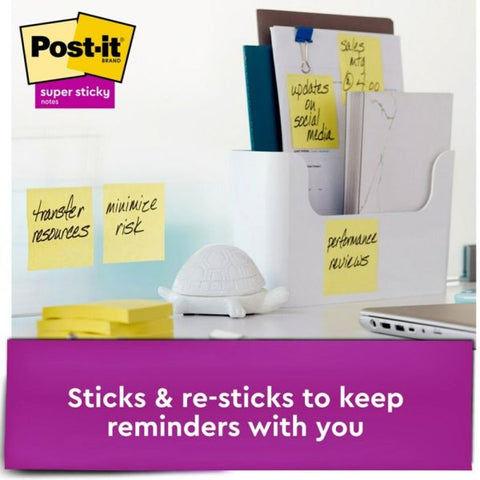 Post-it Notes Super Sticky Pads in Canary Yellow, 3" x 3", 90 Sheets/Pad, 12 Pads/Pack