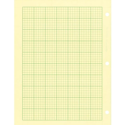 Rediform Computation Pads - Letter Letter Size (8 1/2" x 11") - 5 Squares/ Inch - Green With Green Ruling - 3-Hole Punched - 100 Sheets/ Pad - 1 Pad