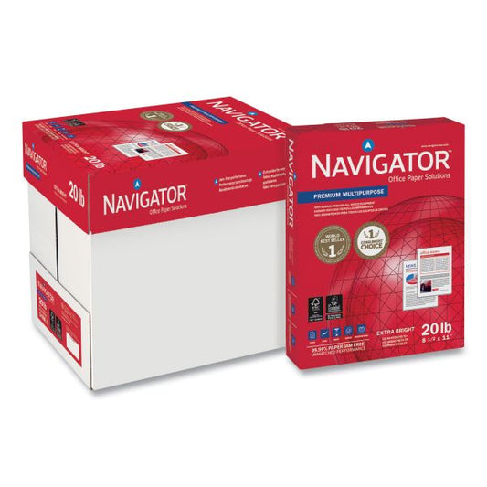 Navigator Premium Multipurpose Copy Paper, 97 Bright, 20 lb Bond Weight, 8.5 x 11, White, 500 Sheets/Ream, 5 Reams/Carton 97 Brightness - Letter - 8 1/2" x 11" - 20 lb Basis Weight - Smooth - 5 / Ream