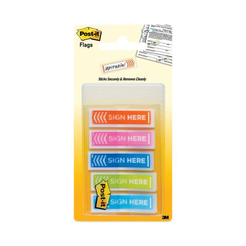 Post-it Flags Arrow Message 0.5" Page Flags, Five Assorted Bright Colors, 20 Flags/Dispenser, 5 Dispensers/Pack