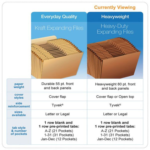 Pendaflex Heavy-Duty Expanding File with Reinforced Flap, 21 Sections, Elastic Cord Closure, 1/3-Cut Tabs, Legal Size, Redrope Legal Size - 21 Pockets - Paper - Brown - 1 Each