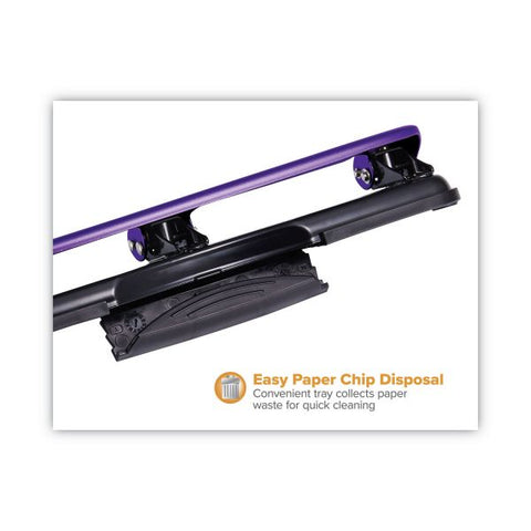 Bostitch 12-Sheet EZ Squeeze Three-Hole Punch, 9/32" Holes, Purple/Black