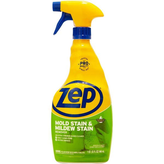 Zep Commercial Mold Stain and Mildew Stain Remover, 32 oz Spray Bottle, 12/Carton Spray - 32 fl oz (1 quart) - 12 / Carton - Blue