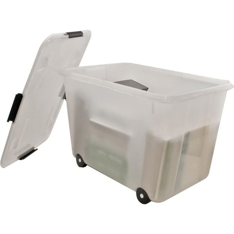 Advantus Rolling Storage Box, Letter/Legal, 15-Gallon Size, Clear, 1 Each