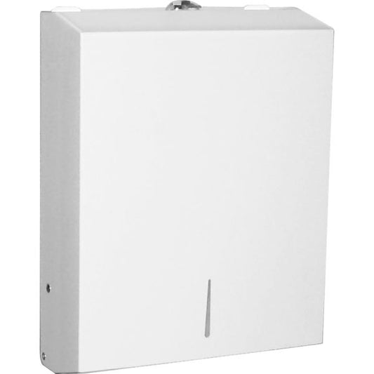 Genuine Joe C-Fold/Multi Fold Towel Cabinet Dispenser C Fold, Multifold13.5" x 11" x 4.3" - Stainless Steel - White