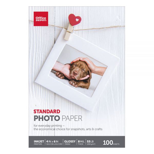 Standard Photo Paper, Glossy, 4" x 6", 8 Mil, Pack Of 100 Sheets