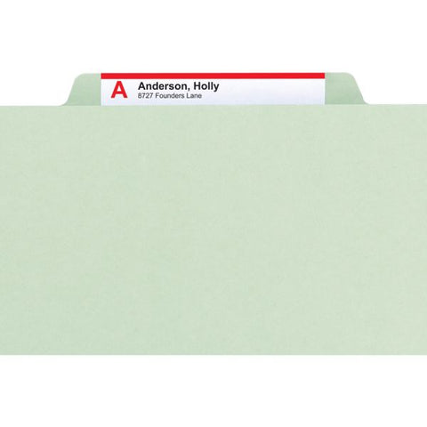 Smead 100% Recycled Pressboard Classification Folders, 2 Dividers, Letter Size, Gray-Green, 10/Box