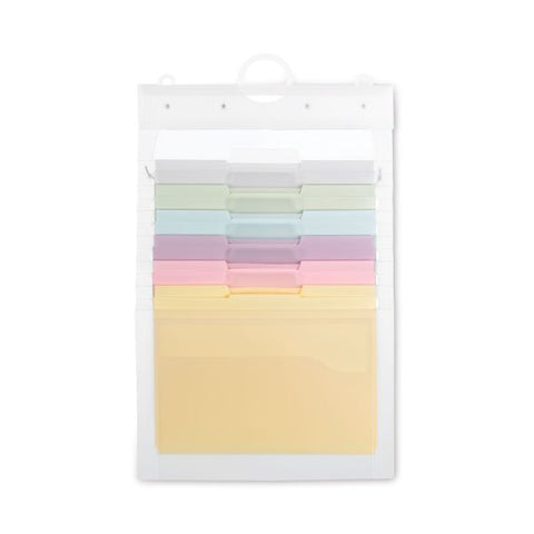 Smead Cascading Wall Organizer, 6 Sections, Letter Size, 14.25" x 24.25", Blue, Clear, Gray, Green, Orange, Pink, Purple